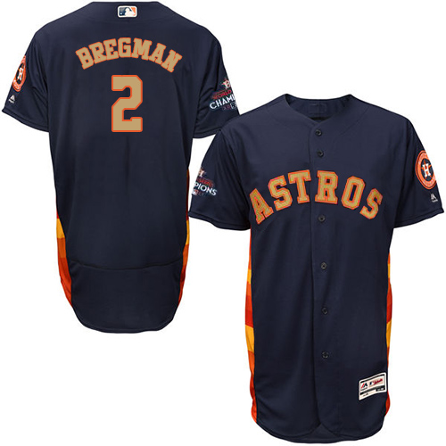 Astros #2 Alex Bregman Navy Blue FlexBase Authentic 2018 Gold Program Cool Base Stitched MLB Jersey